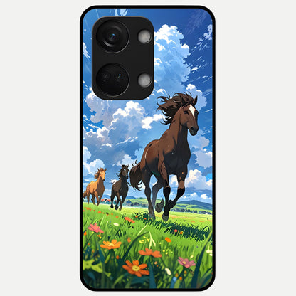 Majestic Horses Galloping Glass Case For Oneplus Nord 3 back cover – full design glossy printed glass finish