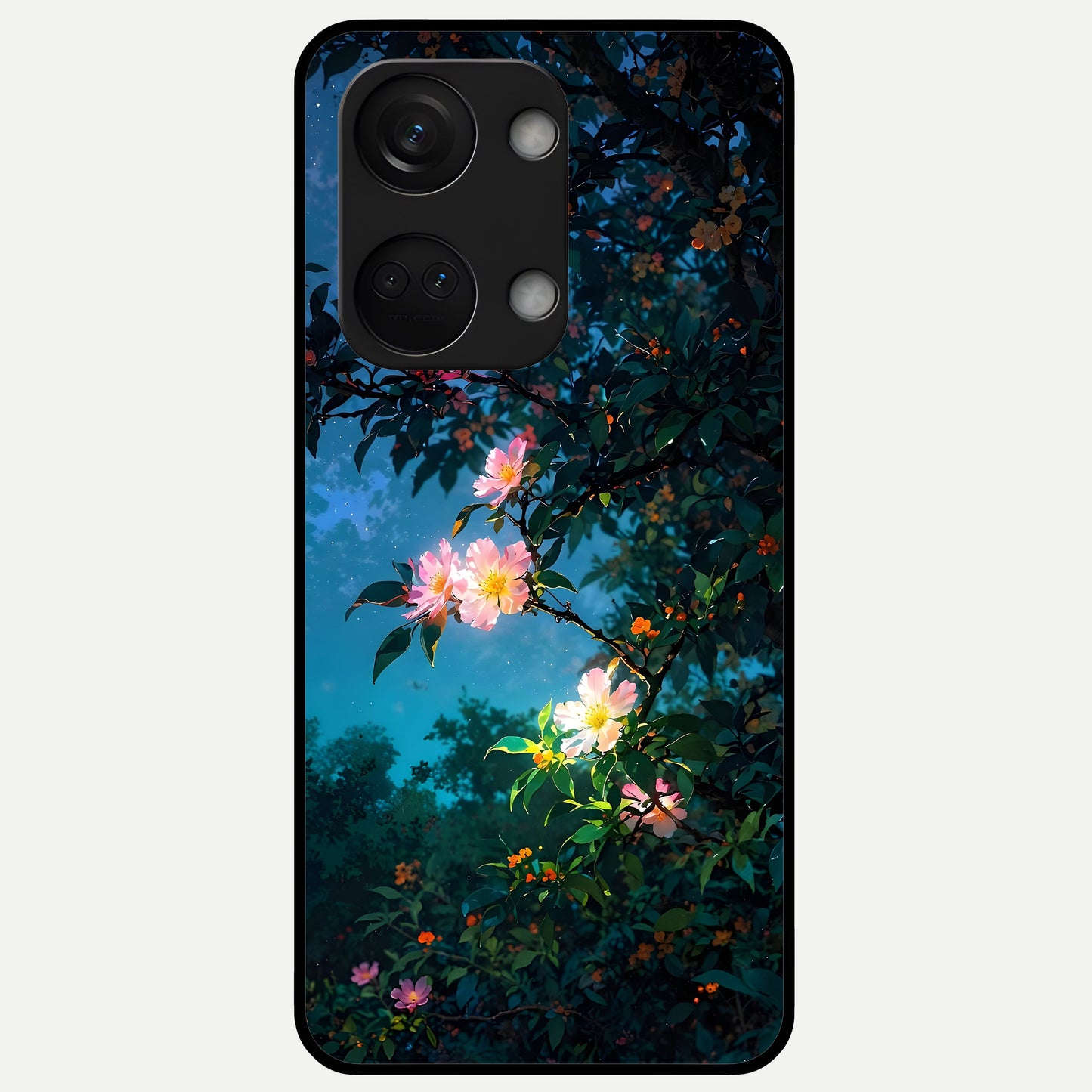  Midnight Bloom Glow Glass Case For Oneplus Nord 3 back cover – full design glossy printed glass finish