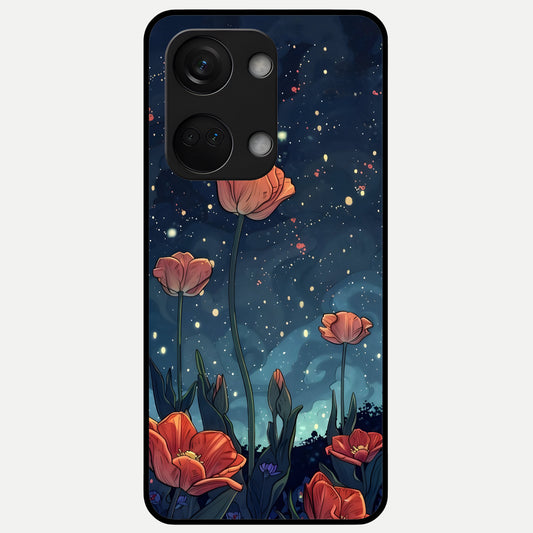  Midnight Tulip Glow Glass Case For Oneplus Nord 3 back cover – full design glossy printed glass finish