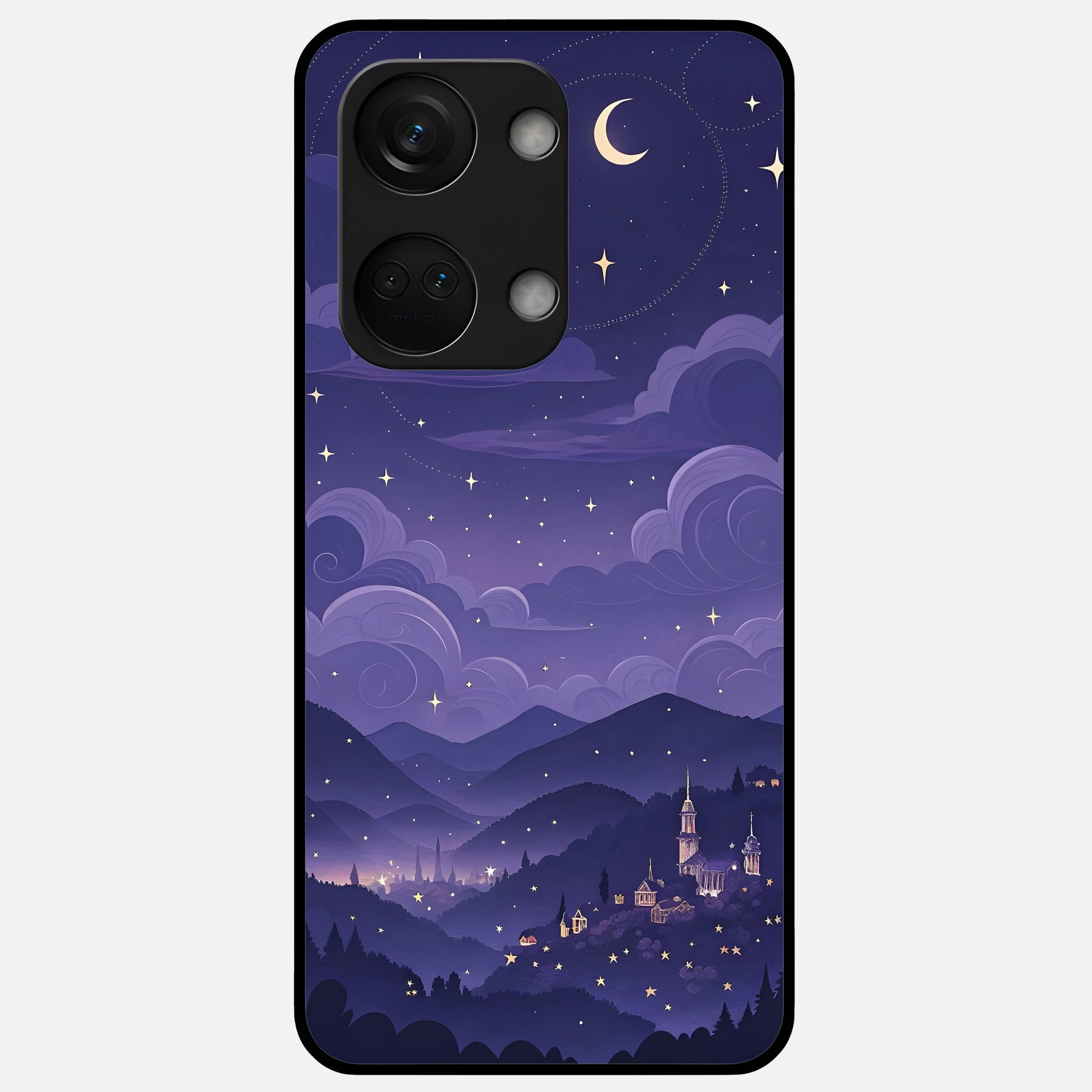  Minimal Night View Glass Case For Oneplus Nord 3 back cover – full design glossy printed glass finish