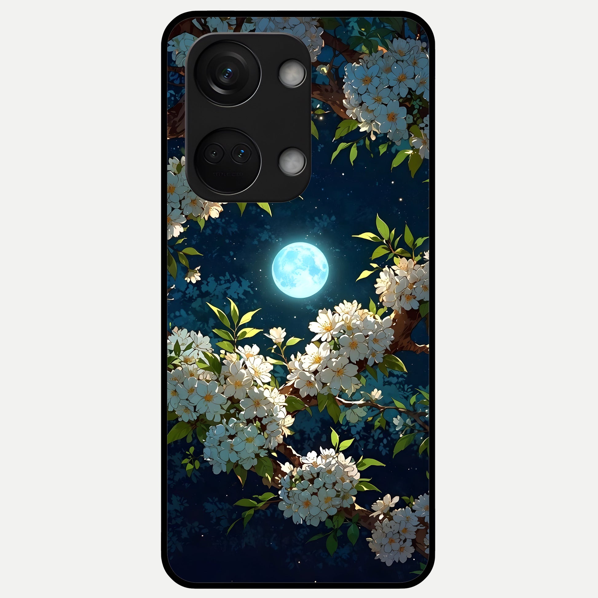  Moonlit Blossom Dream Glass Case For Oneplus Nord 3 back cover – full design glossy printed glass finish
