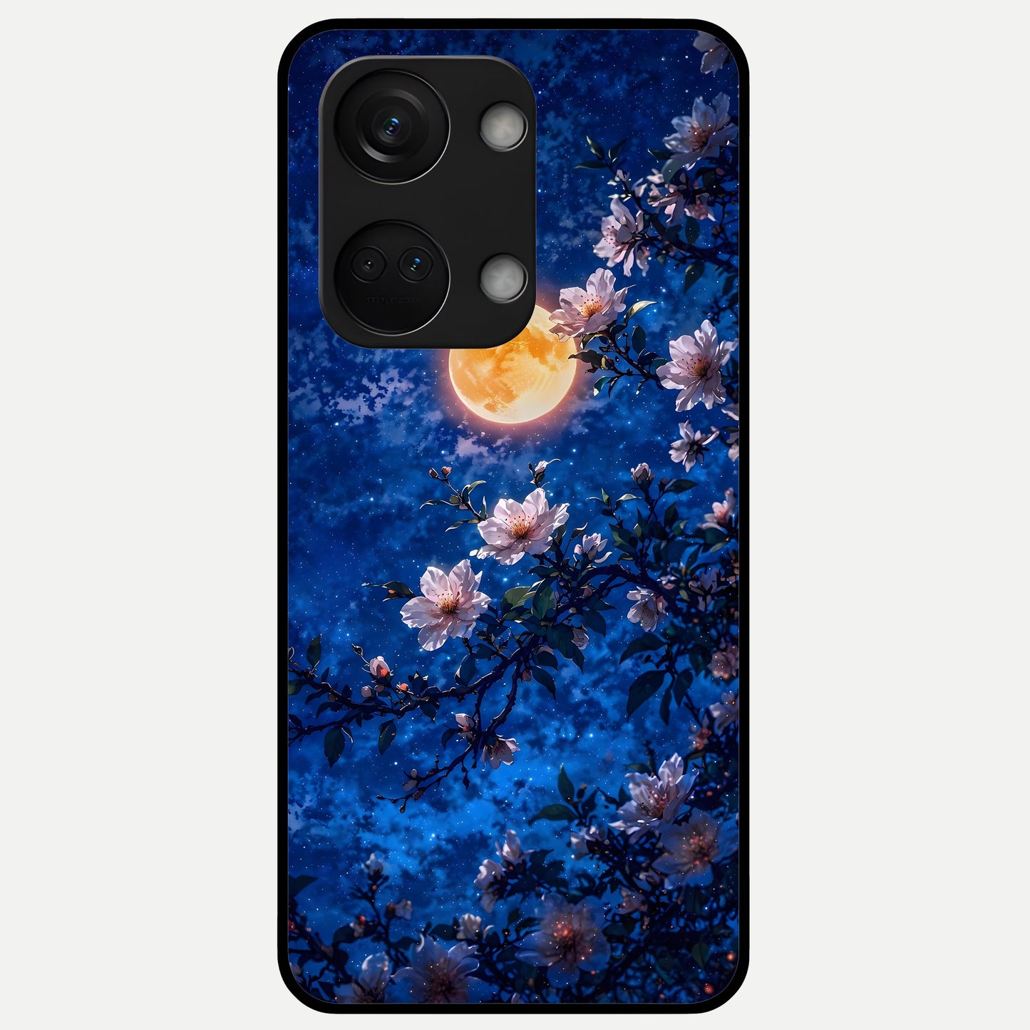  Moonlit Blossoms Night Glass Case For Oneplus Nord 3 back cover – full design glossy printed glass finish