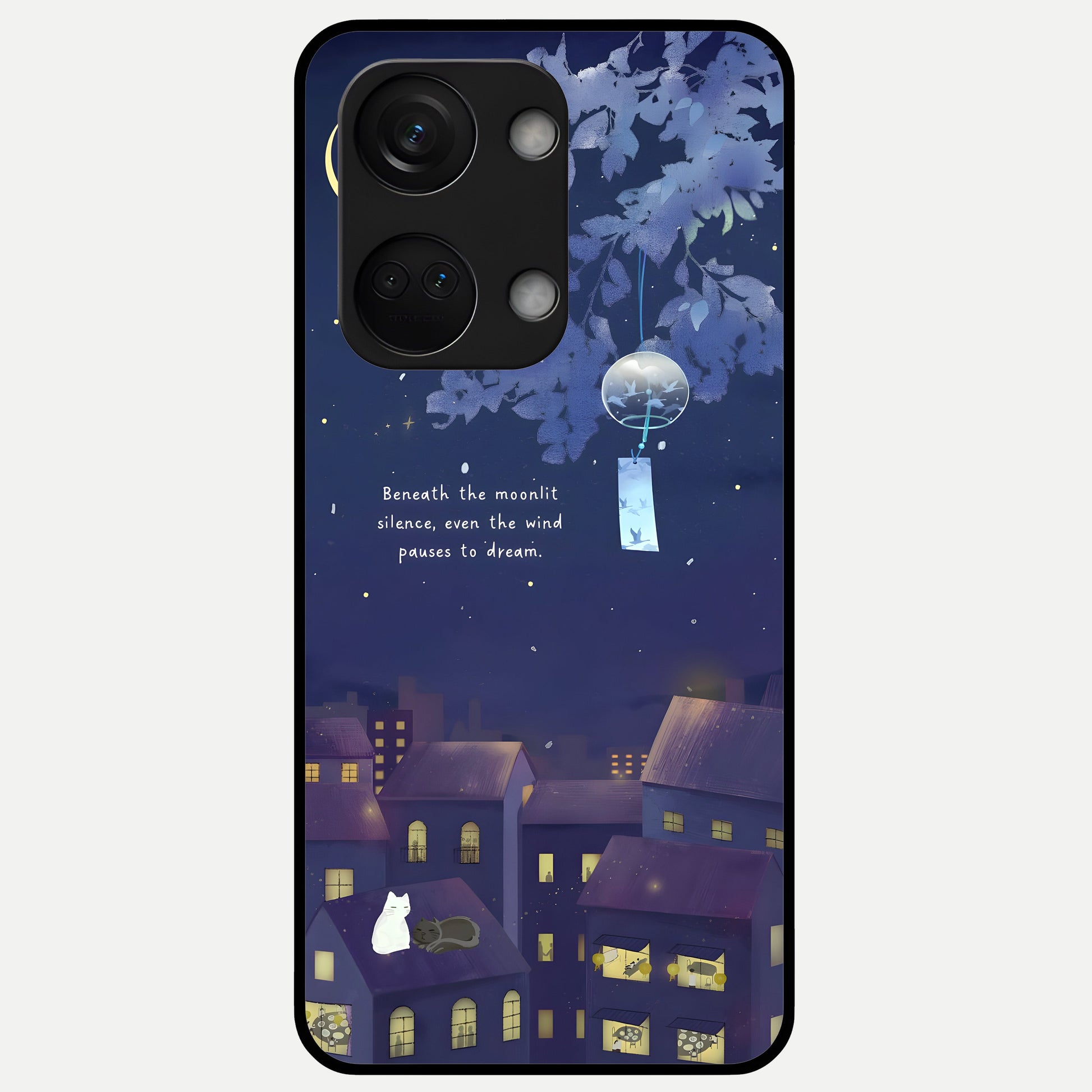  Moonlit Cat Silence Glass Case For Oneplus Nord 3 back cover – full design glossy printed glass finish