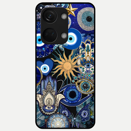  Mystic Blue Evil Eye Glass Case For Oneplus Nord 3 back cover – full design glossy printed glass finish