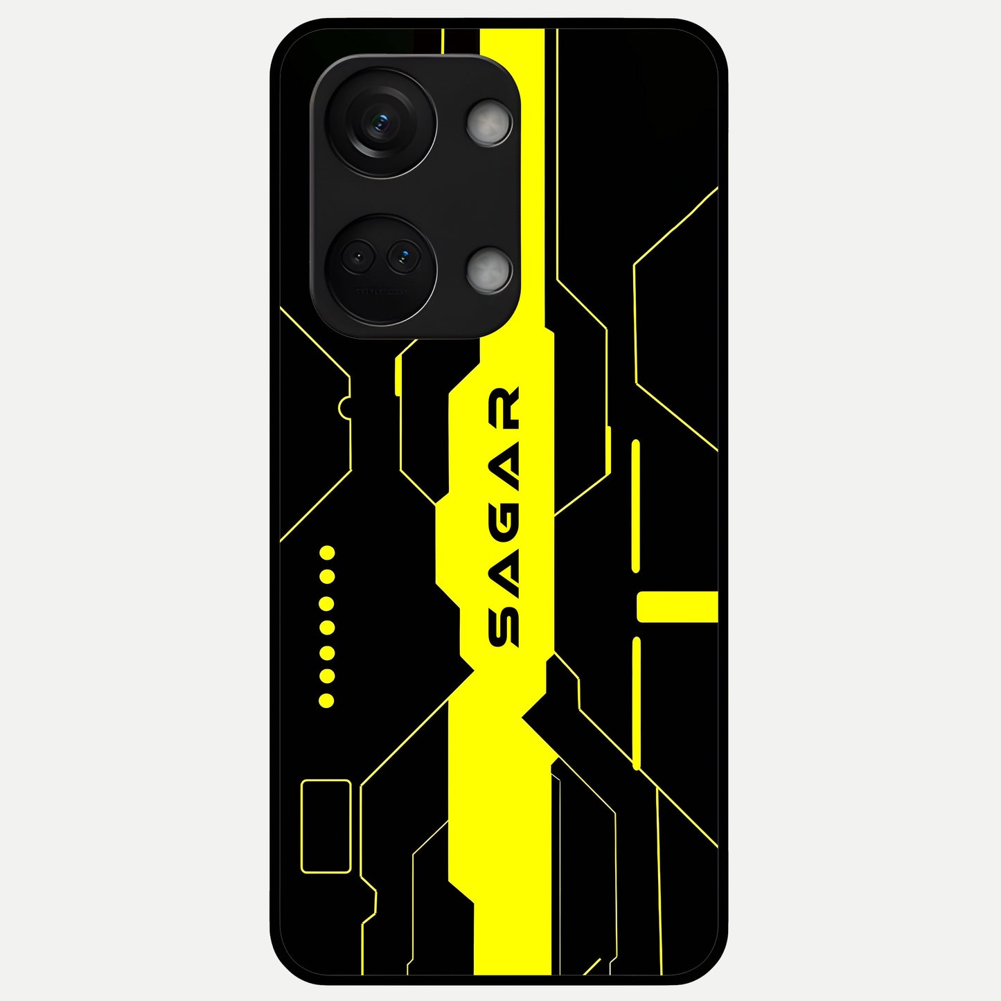 Neon CYBERPUNK Custom Name Glass Case For Oneplus Nord 3 back cover – full design glossy printed glass finish