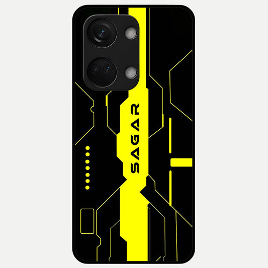  Neon CYBERPUNK Custom Name Glass Case For Oneplus Nord 3 back cover – full design glossy printed glass finish