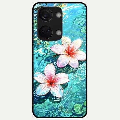  Pink Flowers in Water Glass Case For Oneplus Nord 3 back cover – full design glossy printed glass finish