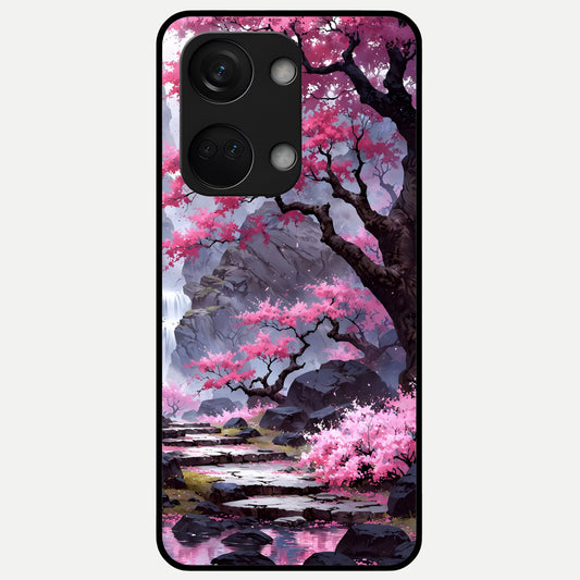  Pink Sunflower Glow Glass Case For Oneplus Nord 3 back cover – full design glossy printed glass finish