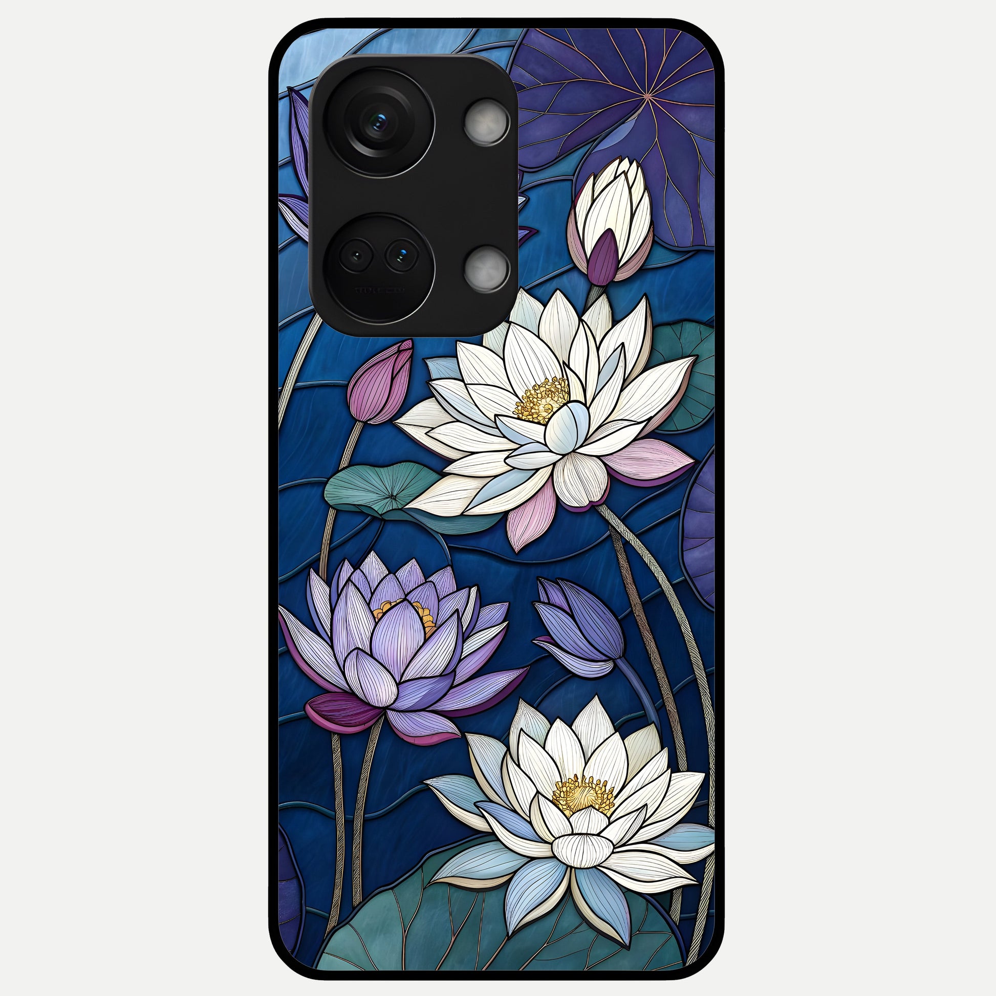  Purple Lotus Stained Glass Case For Oneplus Nord 3 back cover – full design glossy printed glass finish