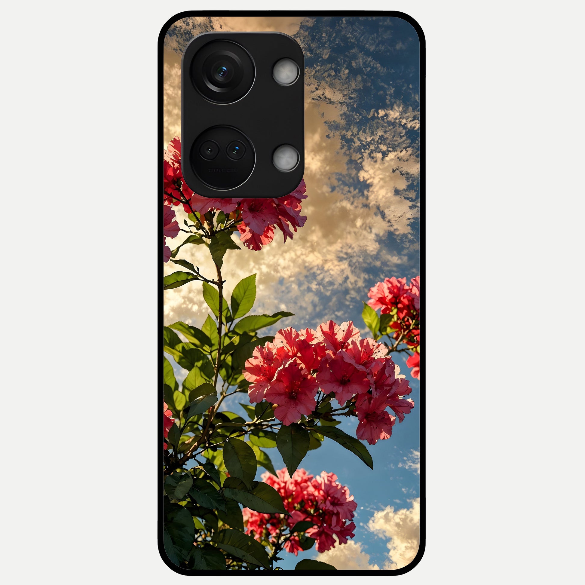  Red Bloom Skies Glass Case For Oneplus Nord 3 back cover – full design glossy printed glass finish