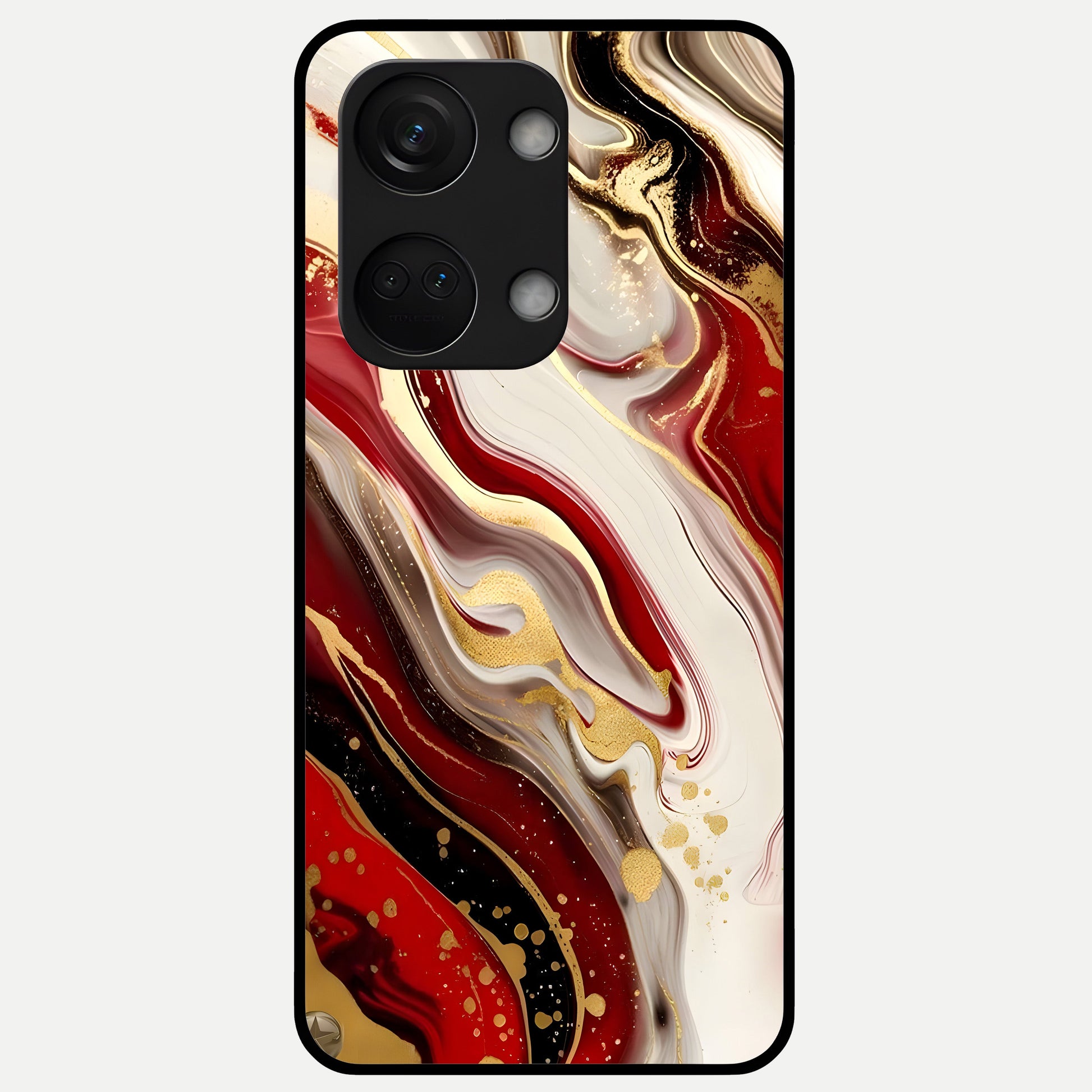  Red And White Marble Glass Case For Oneplus Nord 3 back cover – full design glossy printed glass finish