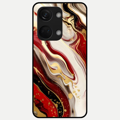  Red And White Marble Glass Case For Oneplus Nord 3 back cover – full design glossy printed glass finish