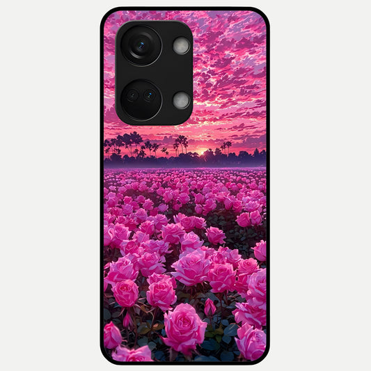  Rose Sunset Valley Glass Case For Oneplus Nord 3 back cover – full design glossy printed glass finish