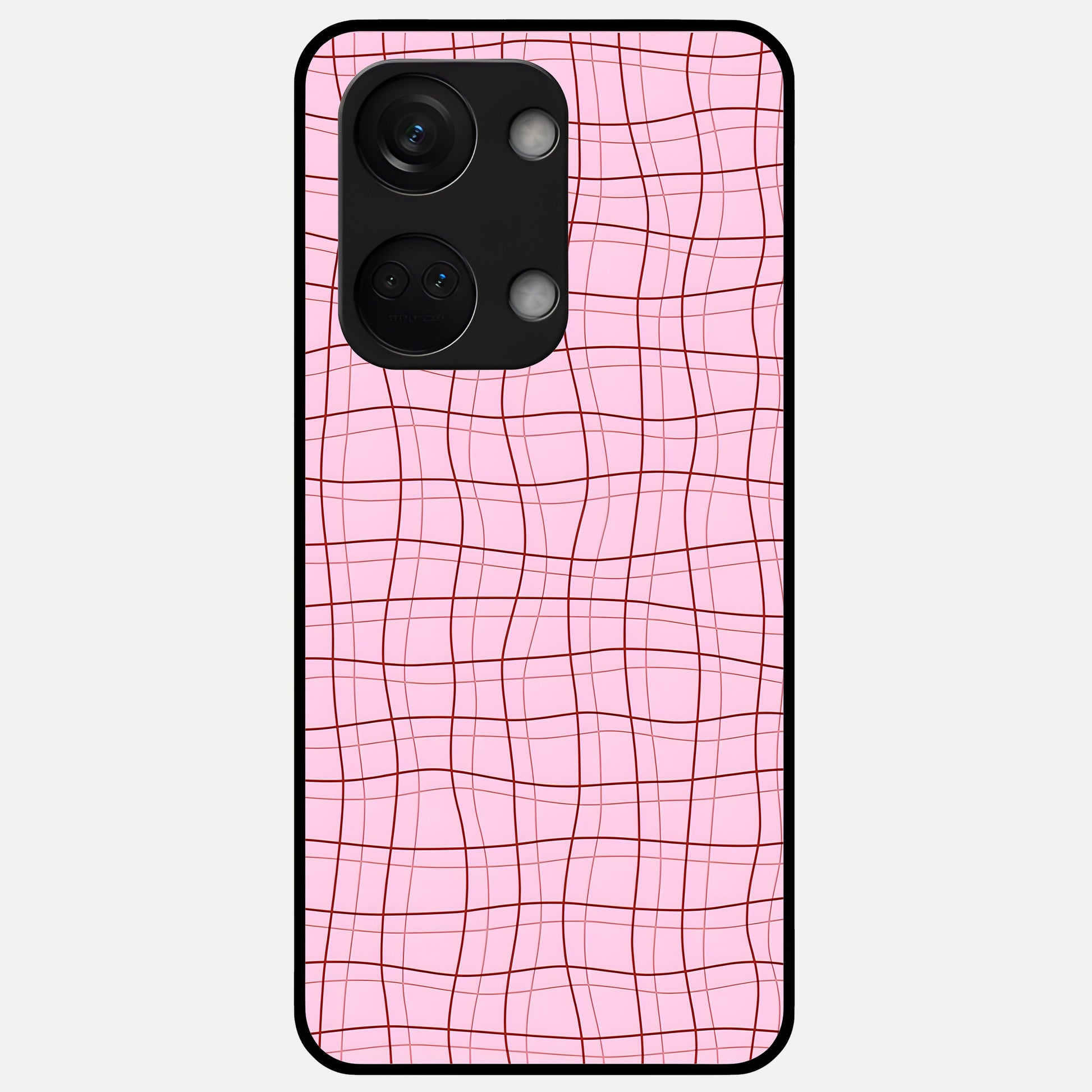  Soft Grid Bliss Glass Case For Oneplus Nord 3 back cover – full design glossy printed glass finish