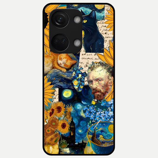  Sunflower Chic Mood Custom Name Glass Case For Oneplus Nord 3 back cover – full design glossy printed glass finish
