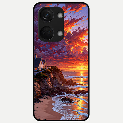  Sunset House By Sea Glass Case For Oneplus Nord 3 back cover – full design glossy printed glass finish