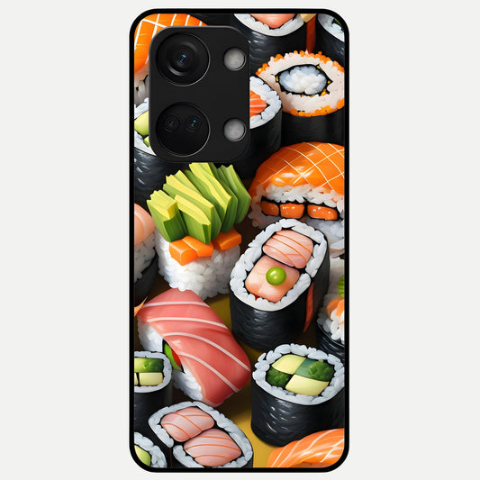  Sushi Food Pattern Glass Case For Oneplus Nord 3 back cover – full design glossy printed glass finish