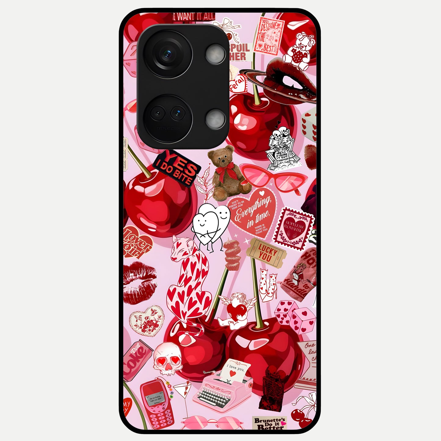  Sweet Cherry Chaos Glass Case For Oneplus Nord 3 back cover – full design glossy printed glass finish