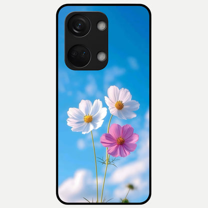  Tripple Flowers With Sky Glass Case For Oneplus Nord 3 back cover – full design glossy printed glass finish
