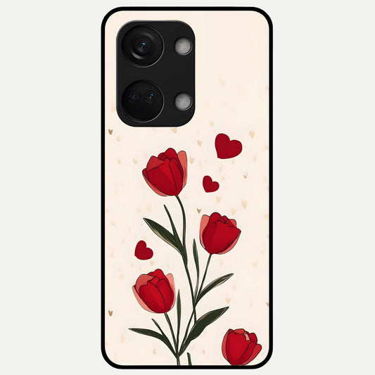  Tulip With Heart Glass Case For Oneplus Nord 3 back cover – full design glossy printed glass finish