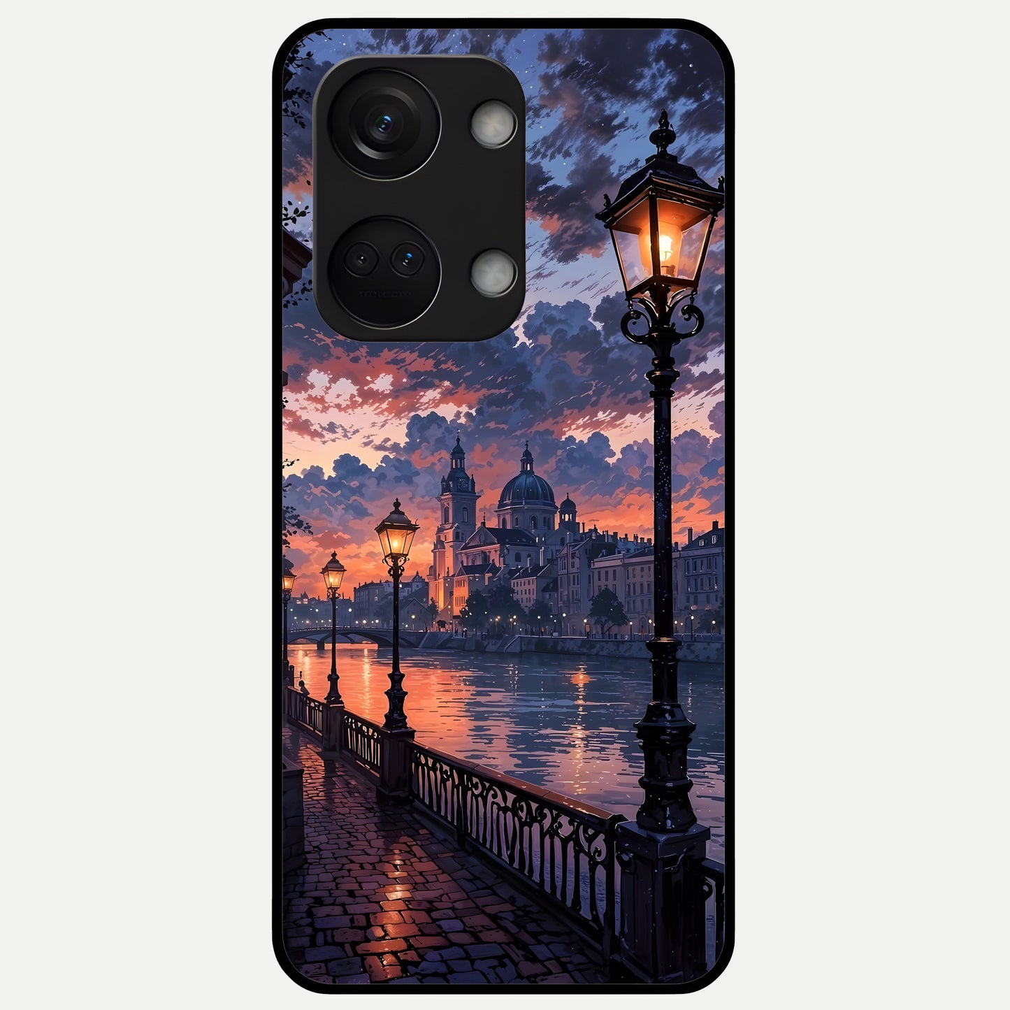 Twilight River Lights Glass Case For Oneplus Nord 3 back cover – full design glossy printed glass finish