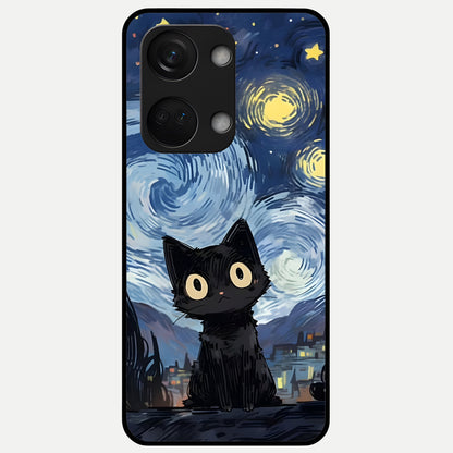  Van Gogh Cat Glass Case For Oneplus Nord 3 back cover – full design glossy printed glass finish