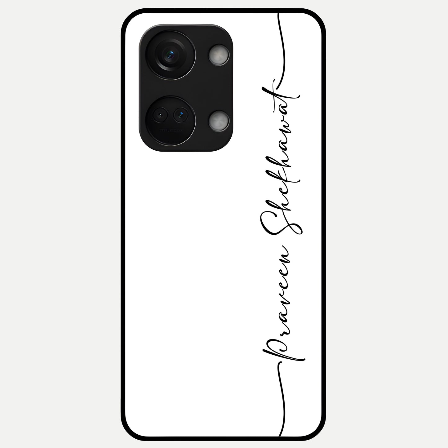  White Tune Custom Name Glass Case For Oneplus Nord 3 back cover – personalized glossy printed glass finish