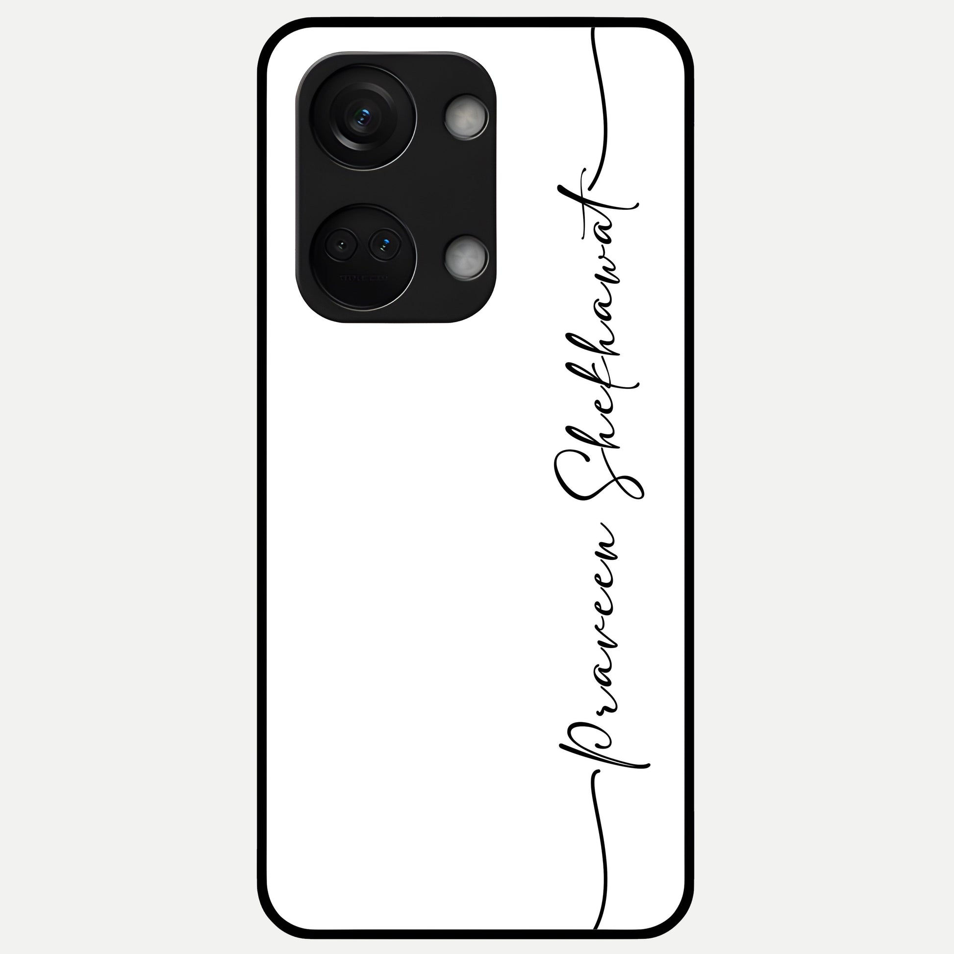  White Tune Custom Name Glass Case For Oneplus Nord 3 back cover – personalized glossy printed glass finish