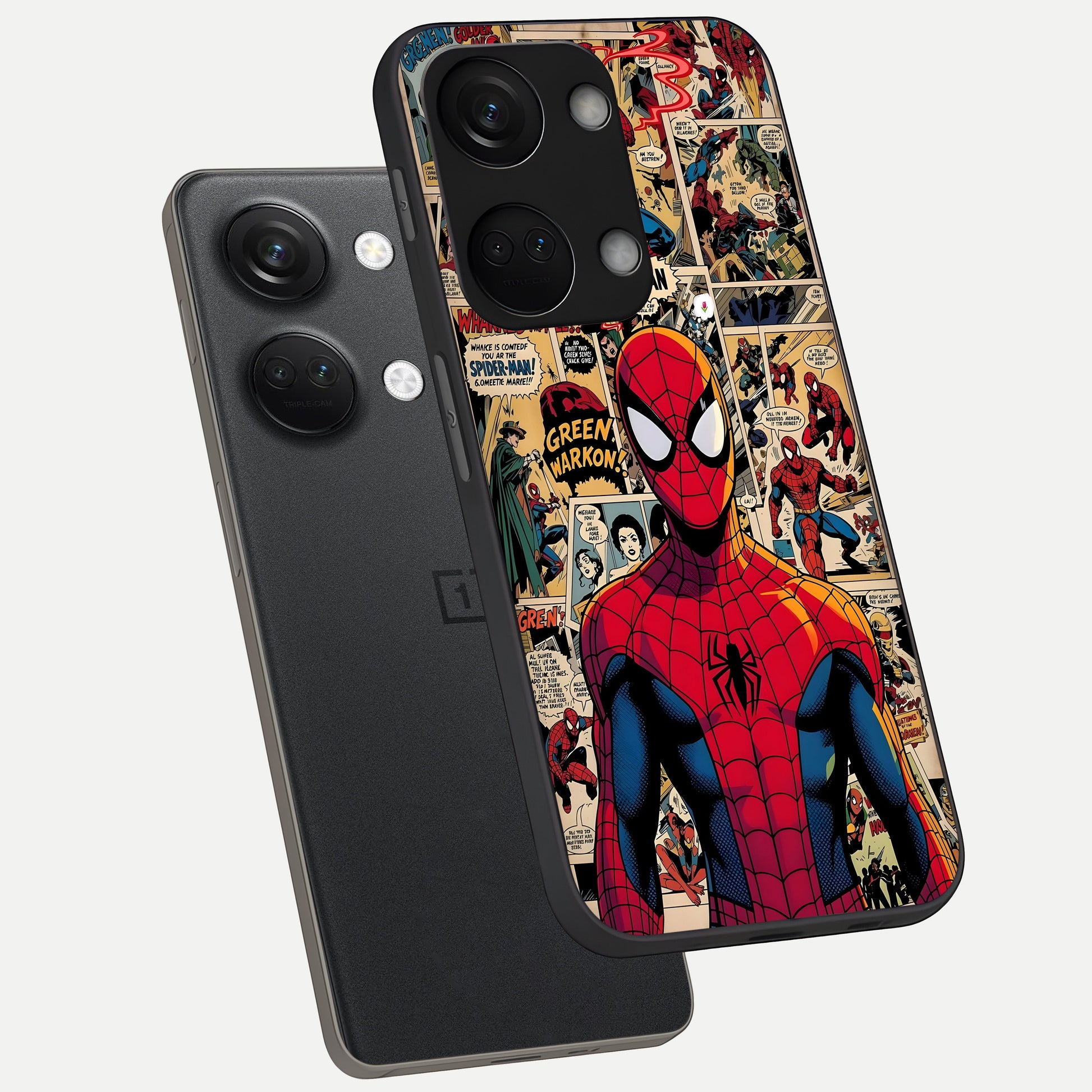  Aesthetic Spider phone case For Oneplus Nord 3 showing premium glass back cover with detailed artwork