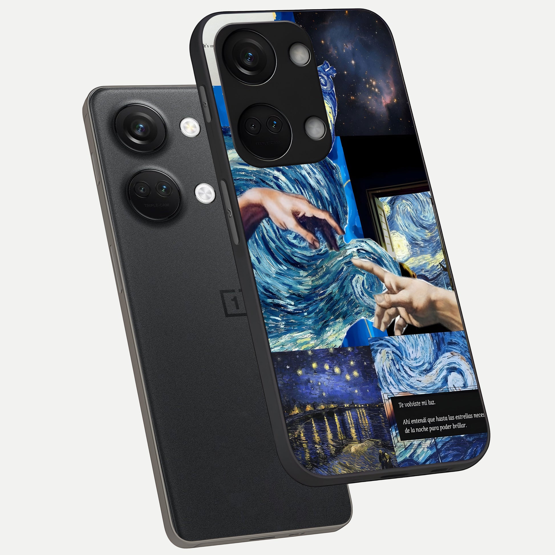  Aesthetic Vando Hands phone case For Oneplus Nord 3 showing premium glass back cover with detailed artwork