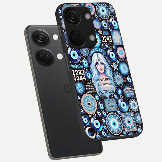  Angel Aura Shield phone case For Oneplus Nord 3 showing premium glass back cover with detailed artwork