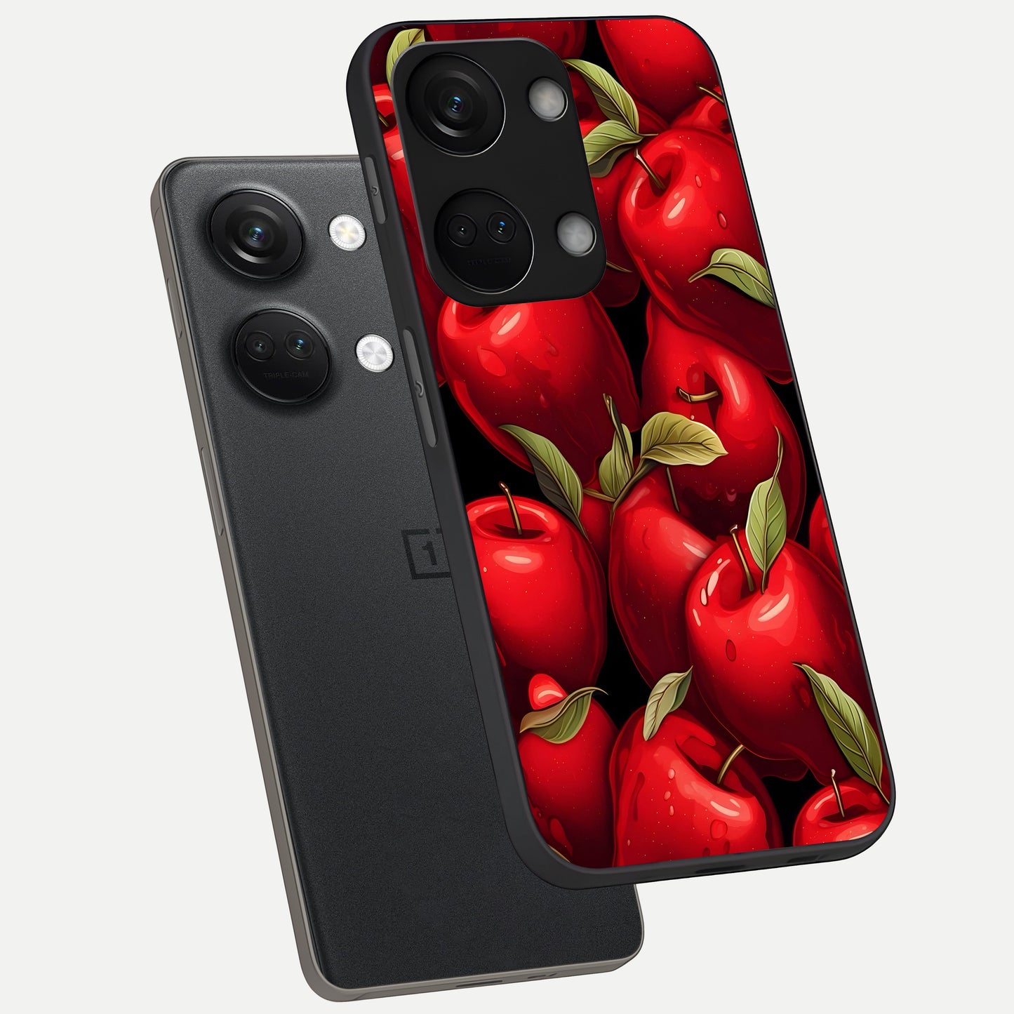  Apple Pattern phone case For Oneplus Nord 3 showing premium glass back cover with detailed artwork