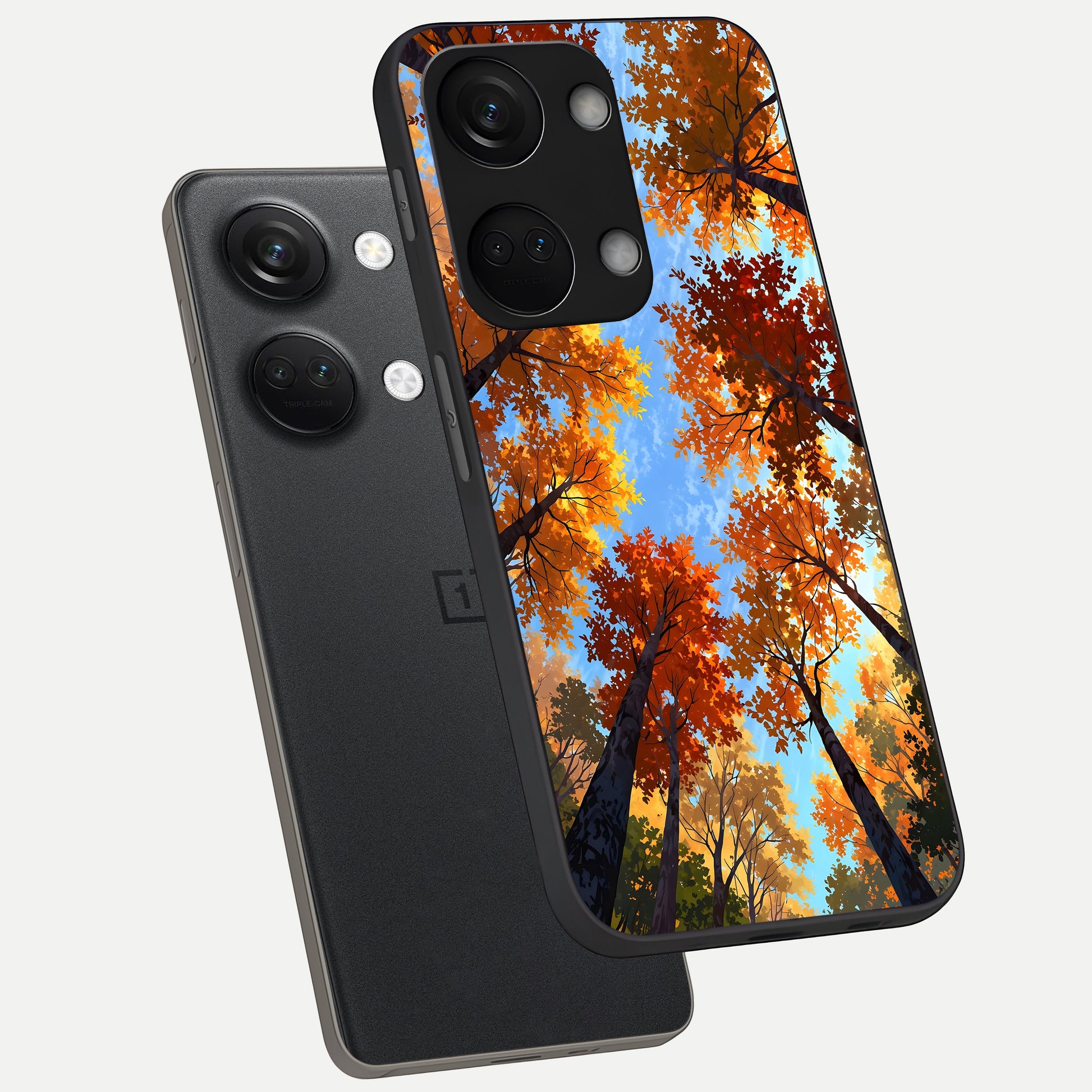  Autumn Sky Rise phone case For Oneplus Nord 3 showing premium glass back cover with detailed artwork