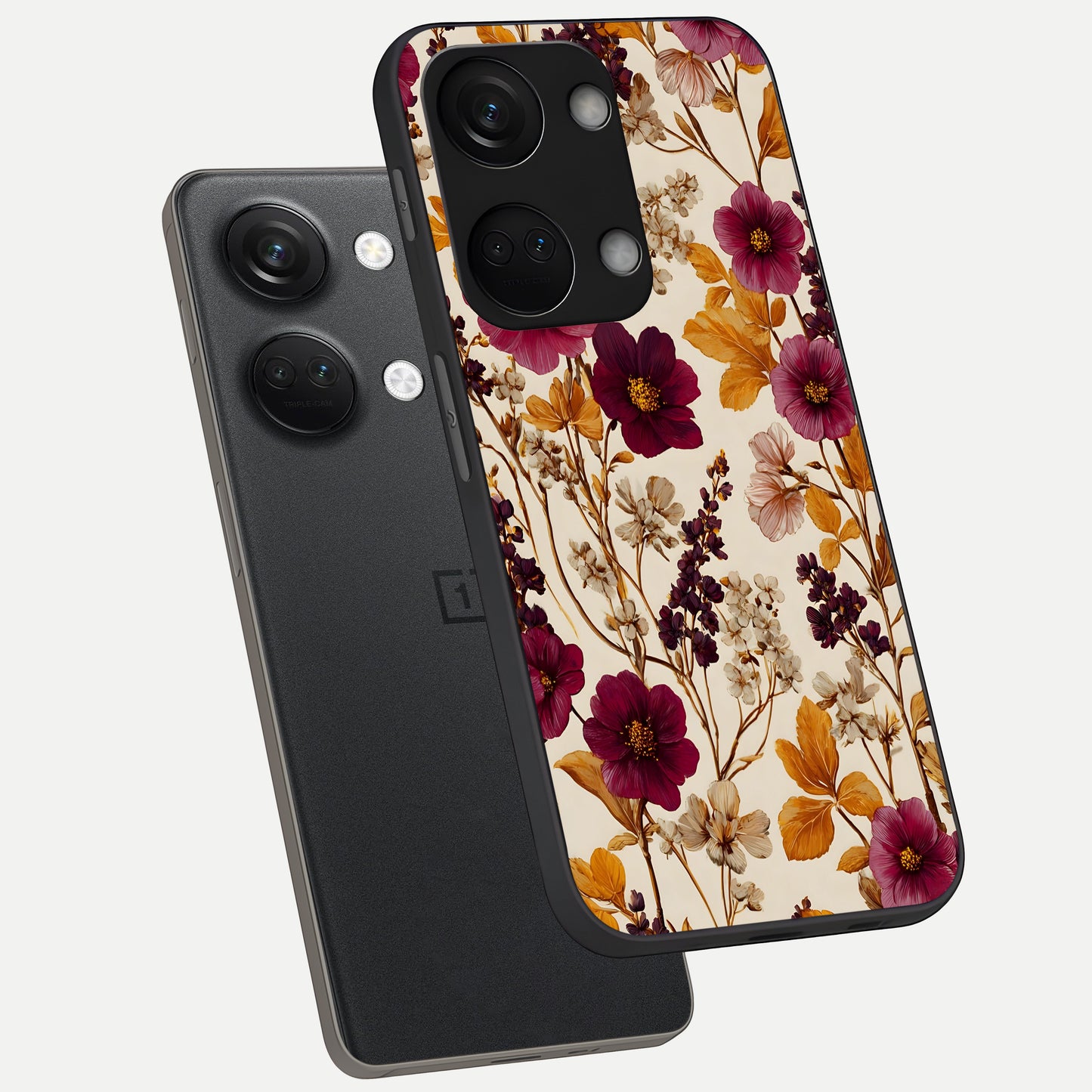  Autumn Wine Bloom phone case For Oneplus Nord 3 showing premium glass back cover with detailed artwork