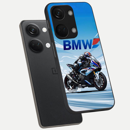  BMW Power Drift phone case For Oneplus Nord 3 showing premium glass back cover with detailed artwork