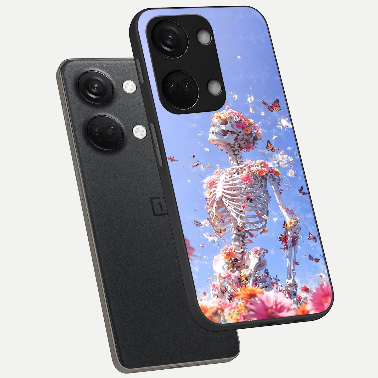  Bloom Beyond Bones phone case For Oneplus Nord 3 showing premium glass back cover with detailed artwork