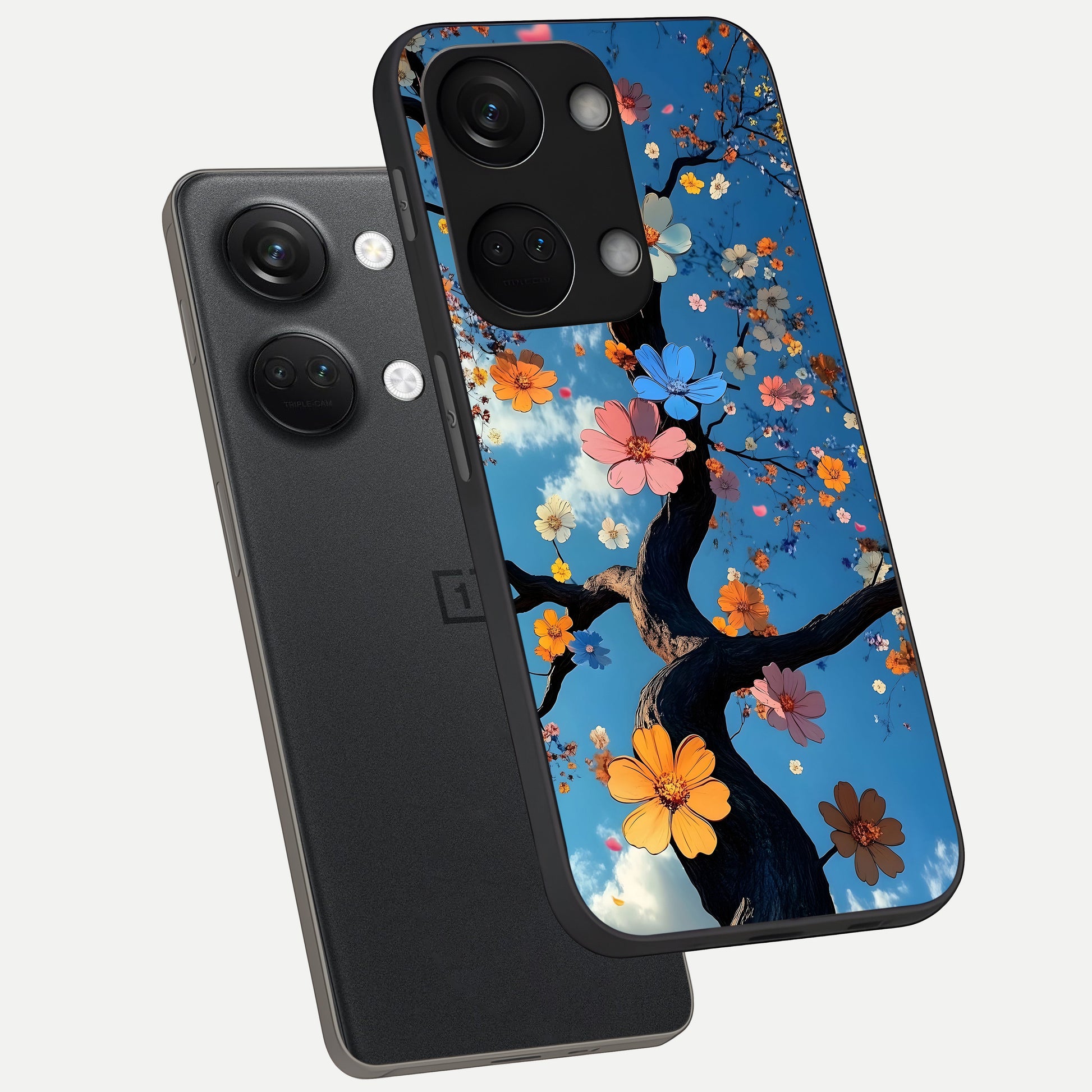  Blossom Dream Sky phone case For Oneplus Nord 3 showing premium glass back cover with detailed artwork