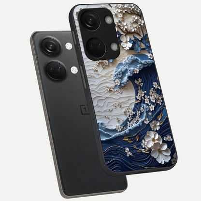  Blossom Wave Art phone case For Oneplus Nord 3 showing premium glass back cover with detailed artwork