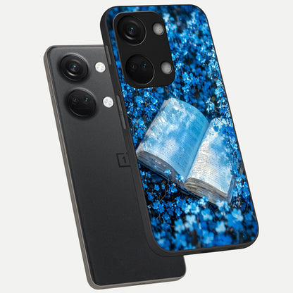  Blue Bloom Tales phone case For Oneplus Nord 3 showing premium glass back cover with detailed artwork