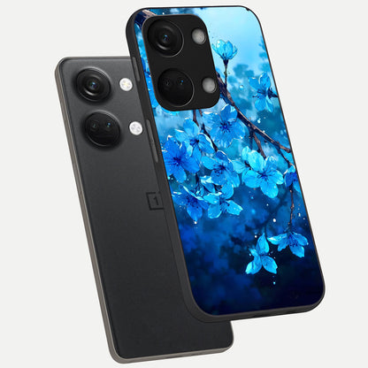  Blue Blossoms Branch phone case For Oneplus Nord 3 showing premium glass back cover with detailed artwork