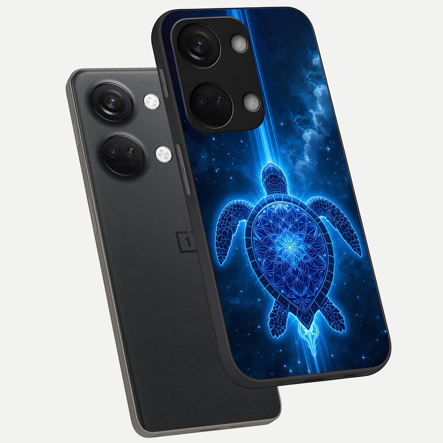  Blue Galaxy Turtle phone case For Oneplus Nord 3 showing premium glass back cover with detailed artwork