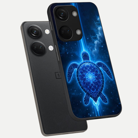  Blue Galaxy Turtle phone case For Oneplus Nord 3 showing premium glass back cover with detailed artwork