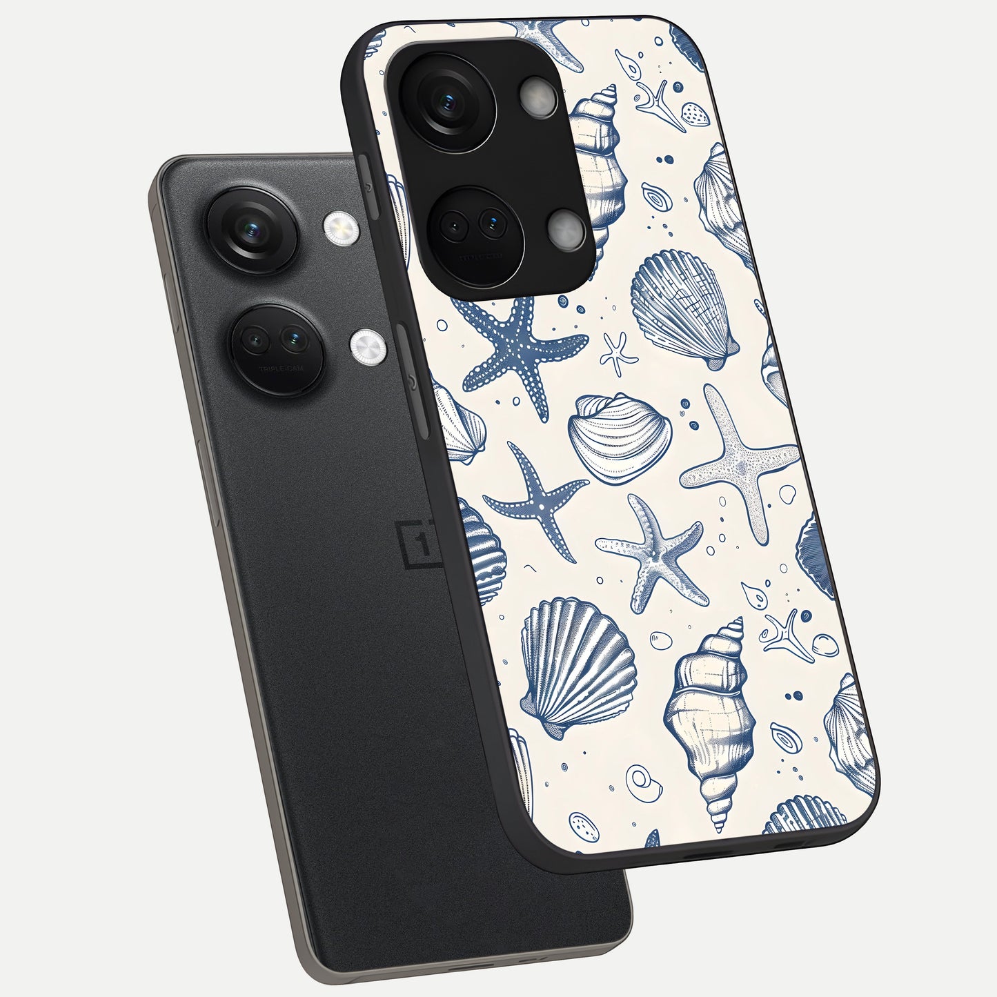  Blue Ocean Outline phone case For Oneplus Nord 3 showing premium glass back cover with detailed artwork