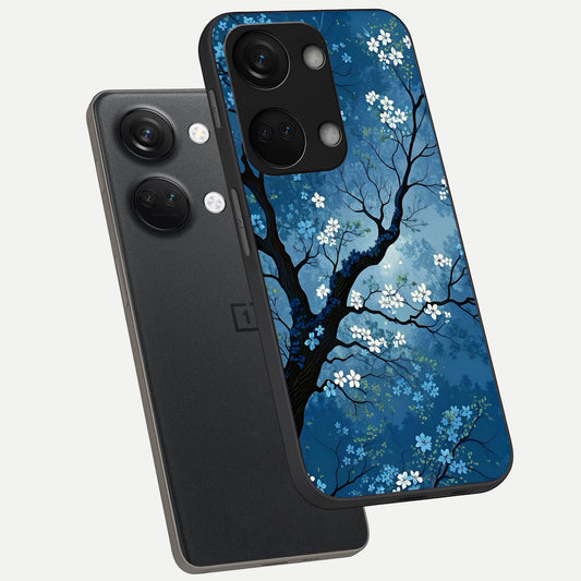  Blue Tree Serenity phone case For Oneplus Nord 3 showing premium glass back cover with detailed artwork