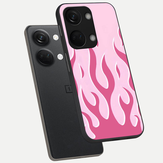  Blush Flame Energy phone case For Oneplus Nord 3 showing premium glass back cover with detailed artwork