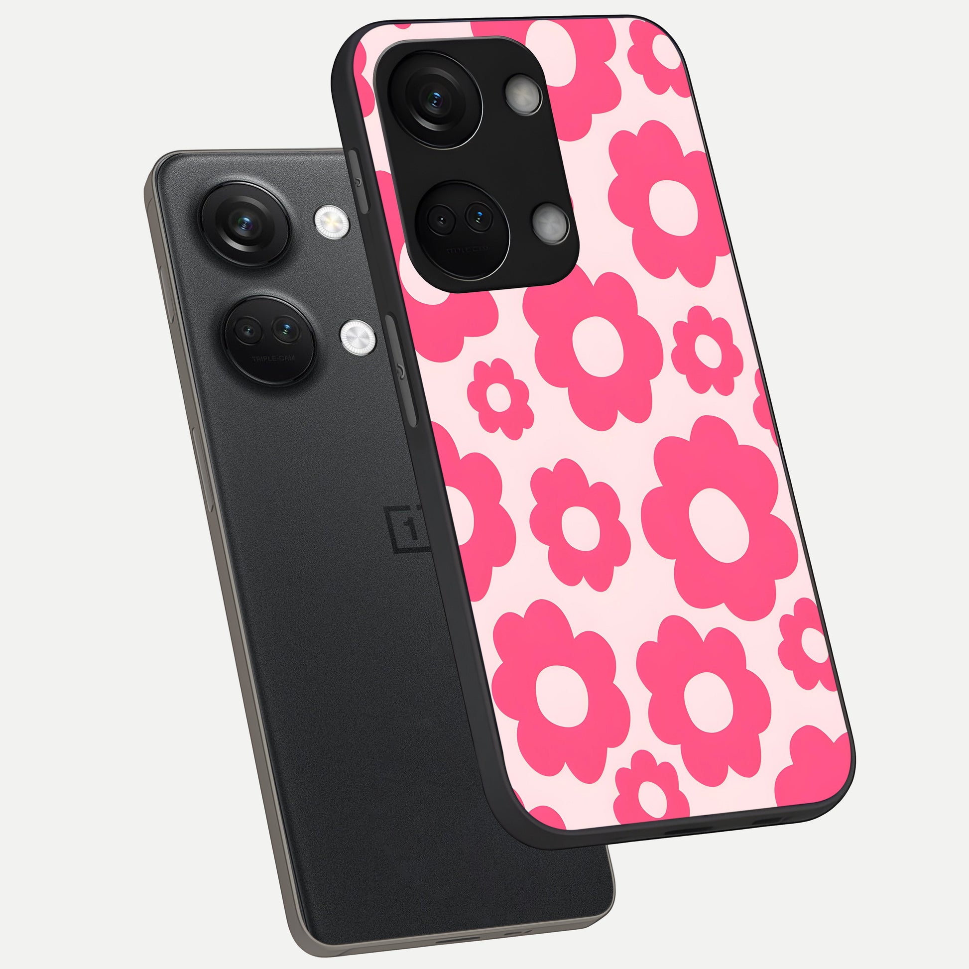  Blush Flower Pop phone case For Oneplus Nord 3 showing premium glass back cover with detailed artwork