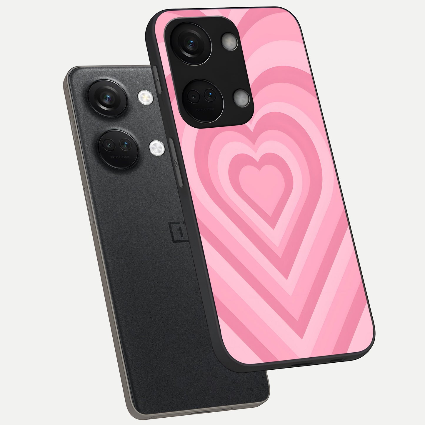  Blush Heart Waves phone case For Oneplus Nord 3 showing premium glass back cover with detailed artwork