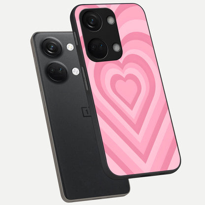  Blush Heart Waves phone case For Oneplus Nord 3 showing premium glass back cover with detailed artwork