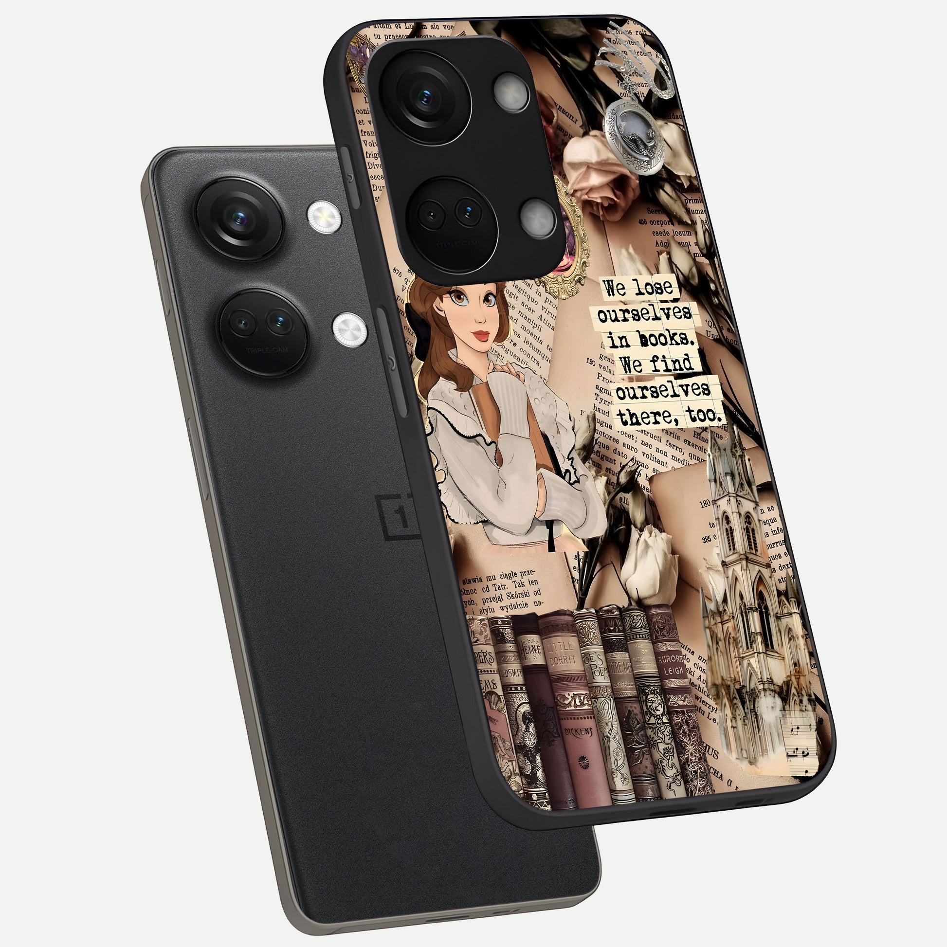  Bookish Dream World phone case For Oneplus Nord 3 showing premium glass back cover with detailed artwork