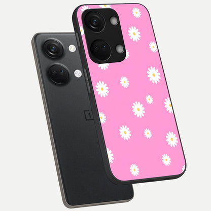  Bubblegum Daisy Pop phone case For Oneplus Nord 3 showing premium glass back cover with detailed artwork
